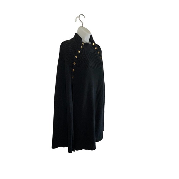 G.I.L.I. Black Snap Closure Mock Neck Cotton Blend Poncho Size XL #1314 - Picture 3 of 6